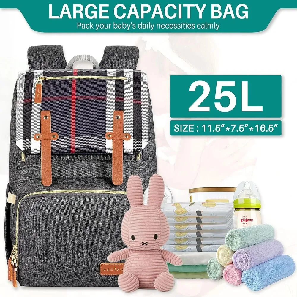 Diaper Bag Backpack, Large Capacity Multi-Function Waterproof Insulated Pockets